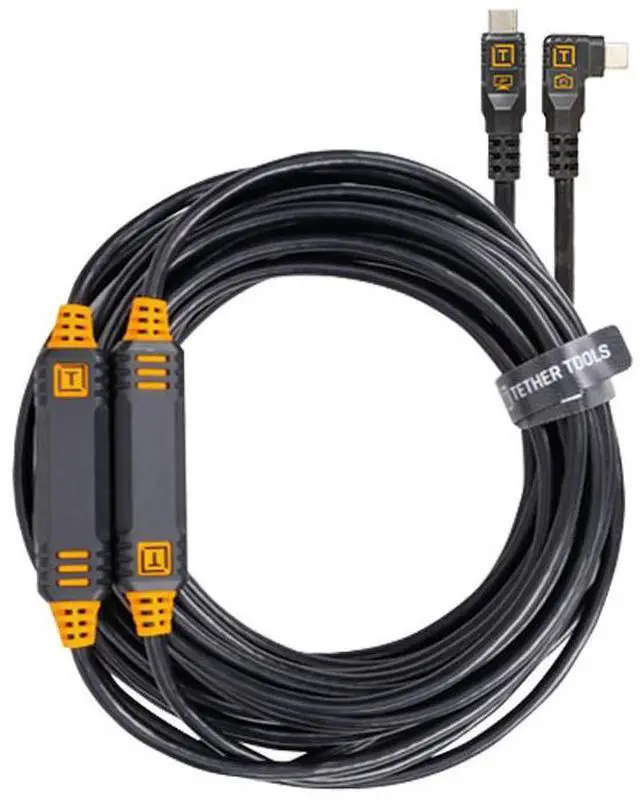 Alt view image 3 of 7 - Tether Tools LeverLock Plate & Optima 10G 31' USB-C Straight to RA Cable, Black