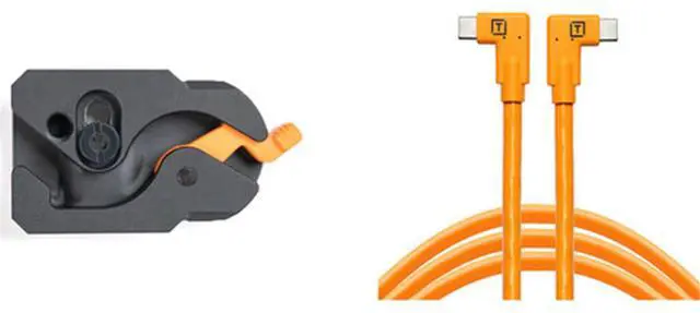 Main image of Tether Tools TetherGuard LeverLock Plate and 15' USB-C Dual RA Cable, Orange