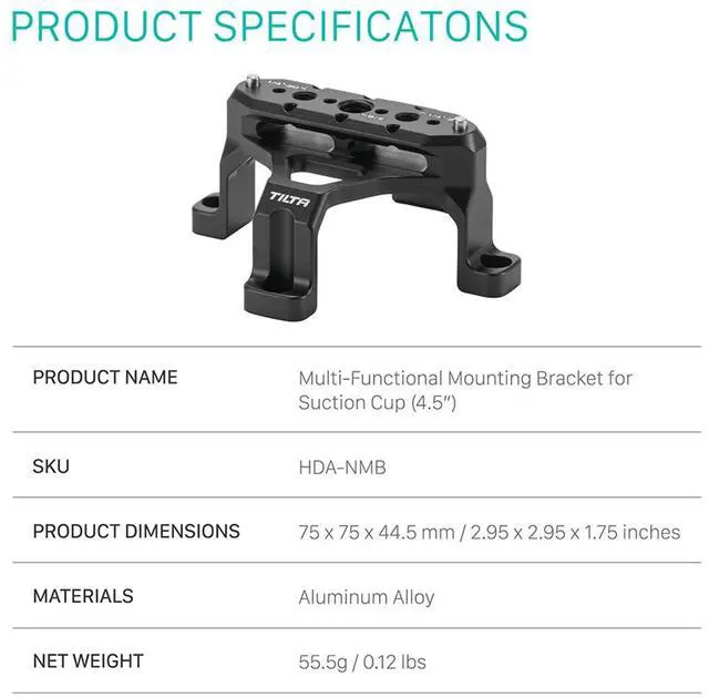 Alt view image 5 of 5 - Tilta NATO Mounting Bracket for 4.5" Electronic Suction Cup, Black #HDA-NMB