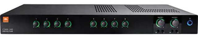 Main image of JBL CSMA 240 8-Inputs 2x 40W DriveCore Mixer-Amplifier, Fanless, 20Hz-20kHz at 4/8 Ohms, 70V/100V Outputs, 1U Rack Space