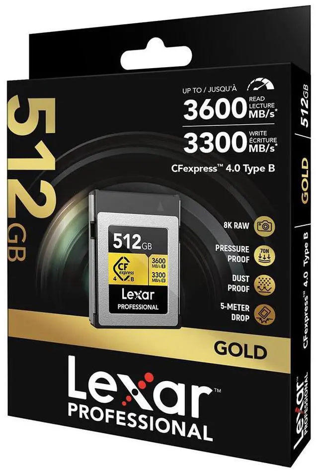 Alt view image 6 of 7 - Lexar Lexar 512GB Professional Gold CFexpress 4.0 Type B Card #LCXEXP4512G-RNENG