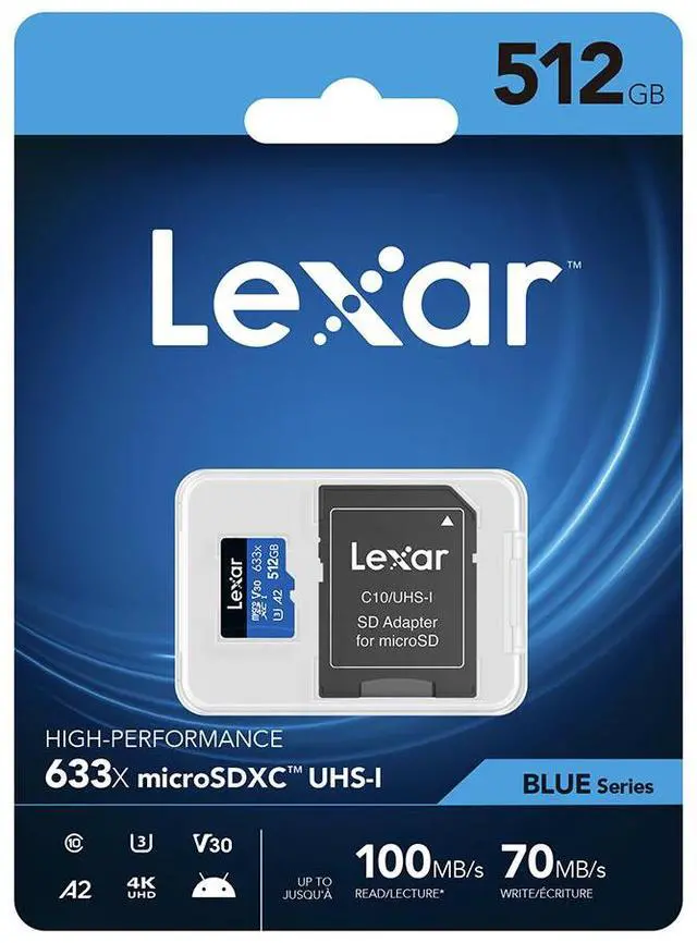 Alt view image 2 of 20 - Lexar High-Performance 633x 512GB microSDXC Flash Card Model LSDMI512BBNL633A
