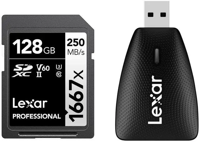 Main image of Lexar SILVER Series Professional 1667x 128GB UHS-II SDXC Memory Card, Bundle with Multi-Card 2-In-1 USB 3.1 Reader