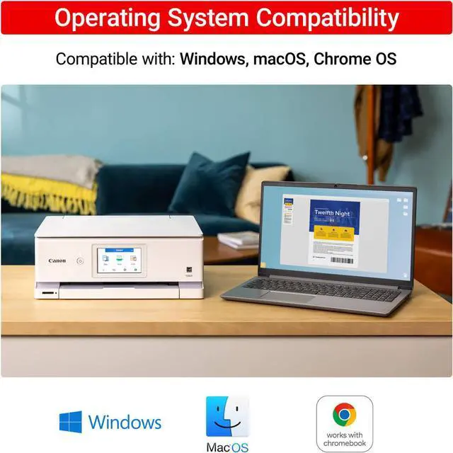 Alt view image 11 of 20 - Canon PIXMA TS8820 Wireless 3 In 1 White Home Printer with Color LCD Touchscreen