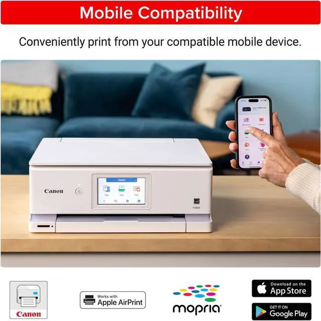 Alt view image 12 of 20 - Canon PIXMA TS8820 Wireless 3 In 1 White Home Printer with Color LCD Touchscreen
