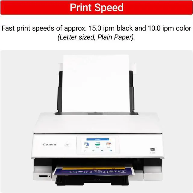 Alt view image 13 of 20 - Canon PIXMA TS8820 Wireless 3 In 1 White Home Printer with Color LCD Touchscreen