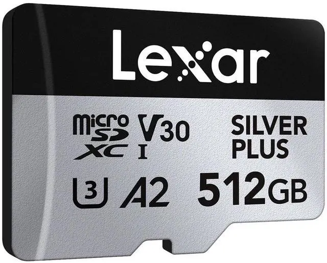 Alt view image 3 of 8 - Lexar Professional 512GB SILVER PLUS UHS-I V30 microSDXC card with SD Adapter
