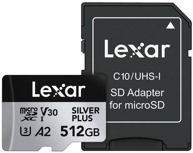 Alt view image 5 of 8 - Lexar Professional 512GB SILVER PLUS UHS-I V30 microSDXC card with SD Adapter