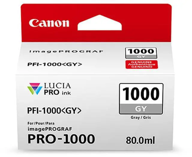 Alt view image 3 of 4 - Canon 2 Pack PFI-1000GY Gray LUCIA PRO ink for imagePROGRAF PRO-1000