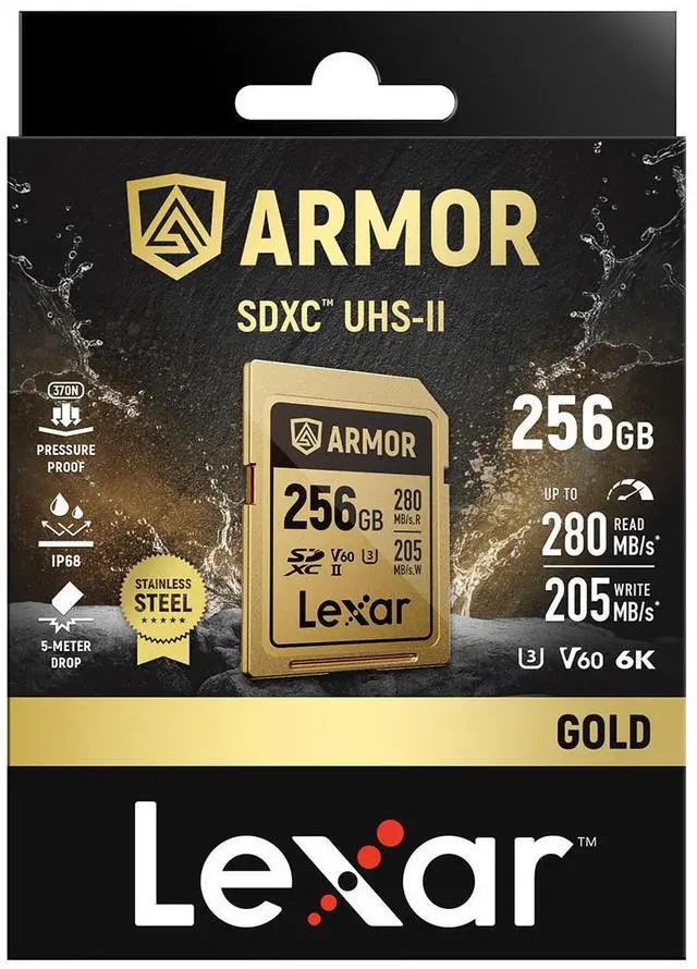 Alt view image 7 of 8 - Lexar Professional ARMOR GOLD 256GB UHS-II V60 SDXC Memory Card