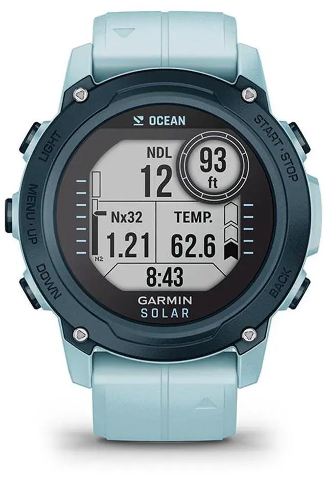 Alt view image 3 of 7 - Garmin Descent G1 Solar Ocean Edition Dive 45mm GPS Smartwatch, Azure