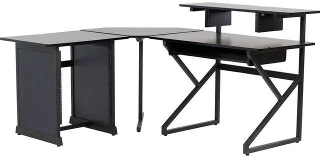Main image of Gator Cases Content Creator Desk Set w/Corner Section and 12U Rack Table, Black