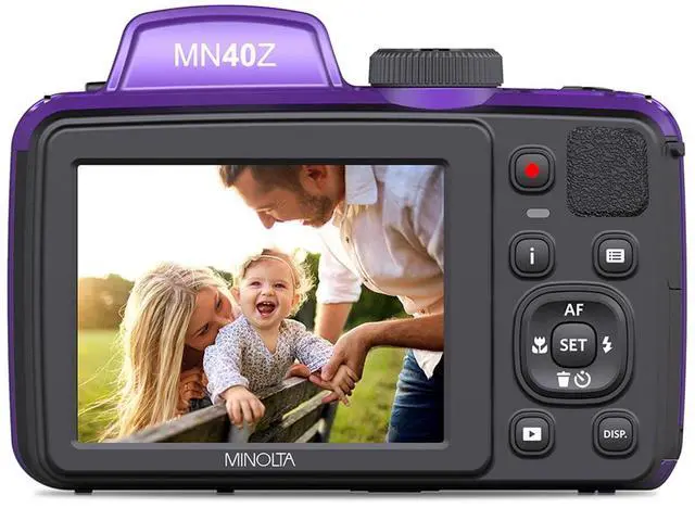 Alt view image 6 of 6 - Minolta 20 Mega Pixels 40x Optical Zoom Digital Camera with 1080p FHD Video, Purple