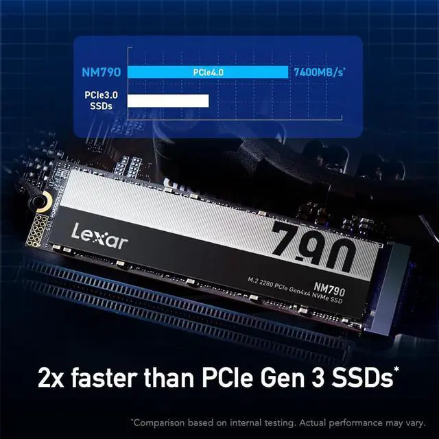 Alt view image 4 of 8 - Lexar 4TB NM790 SSD PCIe Gen4 NVMe M.2 2280 Internal Solid State Drive, Up to 7400/6500 MB/s Read/Write, Compatible with PS5, for Gamers and Creators, Black (LNM790X004T-RNNNU)
