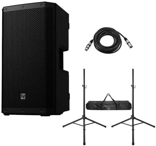 Alt view image 7 of 7 - Electro-Voice ZLX-G2 12" 1000W 2-Way Bluetooth Powered Loudspeaker, Black, Bundle with Stands and Cable