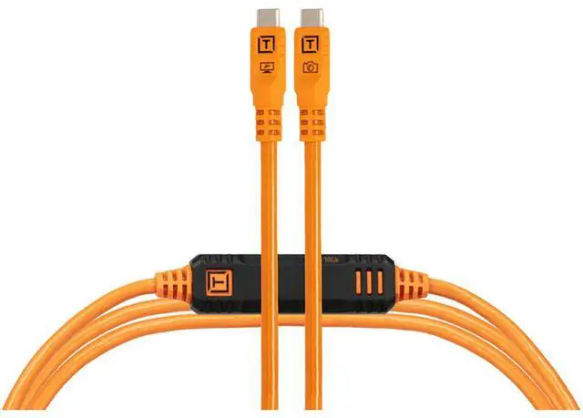 Main image of Tether Tools TetherPro Optima 10G 15' USB-C Straight to USB-C Straight Cable, Orange