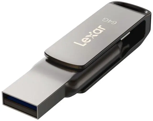 Alt view image 6 of 19 - Lexar JumpDrive D400 Dual 64GB USB 3.1 Flash Drive Titanium (LJDD400-64G-BNU)