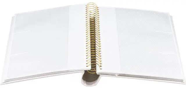 Alt view image 3 of 7 - Pioneer Photo Album Bi-Directional Spiral Bound Photo Album, Le Memo Pocket Photo Album, Solid Color Covers with Gold Trim, Holds 900 4x6" Photos, 3 Per Page, Color: Bright White. (3 Albums)
