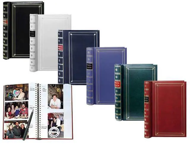Alt view image 4 of 7 - Pioneer Photo Album Bi-Directional Spiral Bound Photo Album, Le Memo Pocket Photo Album, Solid Color Covers with Gold Trim, Holds 900 4x6" Photos, 3 Per Page, Color: Bright White. (3 Albums)