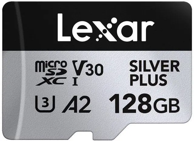 Alt view image 3 of 14 - Lexar 128GB Professional Silver Plus microSDXC Memory Card w/SD Adapter  UHS-I  C10  U3  V30  Full-HD & 4K Video  Up to 205/150 MB/s Read/Write  for Videographers  Gamers (LMSSIPL128G-BNANU)