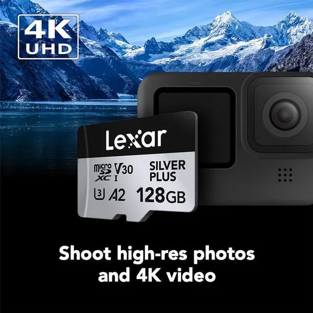 Alt view image 6 of 14 - Lexar 128GB Professional Silver Plus microSDXC Memory Card w/SD Adapter  UHS-I  C10  U3  V30  Full-HD & 4K Video  Up to 205/150 MB/s Read/Write  for Videographers  Gamers (LMSSIPL128G-BNANU)