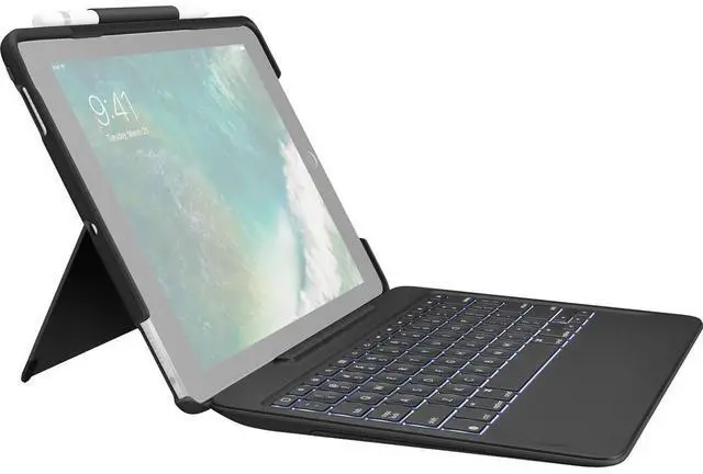 Alt view image 18 of 20 - Logitech Slim Combo Keyboard/Cover Case (Folio) for 10.5" Apple iPad Pro Tablet - Black - Spill - x