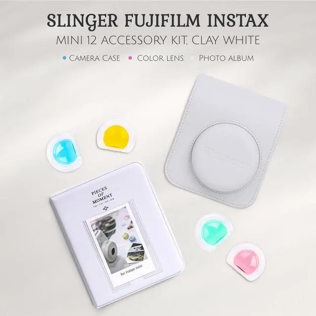 Alt view image 2 of 7 - Slinger FujiFilm Instax Mini 12 Accessory Kit, Clay White