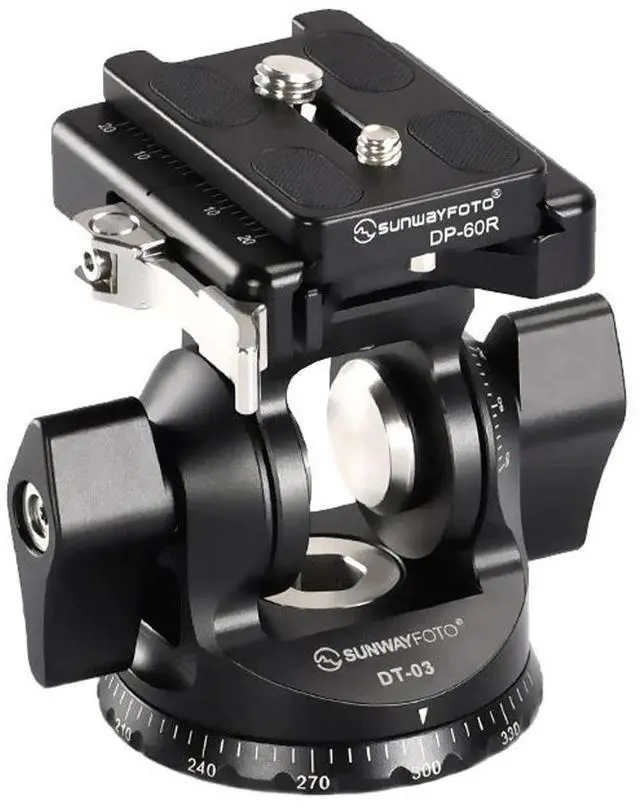Alt view image 2 of 5 - SunwayFoto DT-03 Two-Way Tilt Head with Clamp and Quick Release Plate