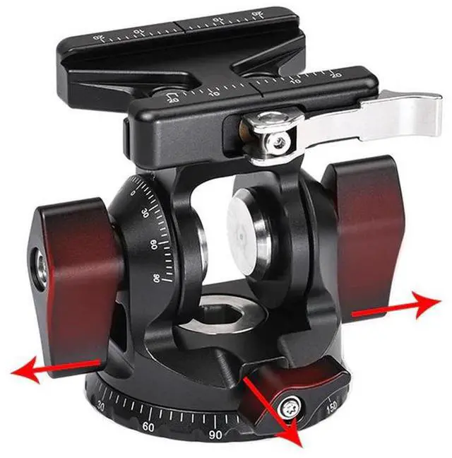 Alt view image 3 of 5 - SunwayFoto DT-03 Two-Way Tilt Head with Clamp and Quick Release Plate
