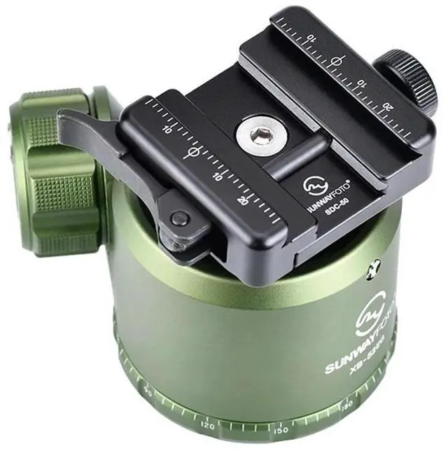 Alt view image 2 of 5 - SunwayFoto XB-52EG XB Series Low-Profile Ball Head with SDC-50 Duo-Lever Clamp, OD Green