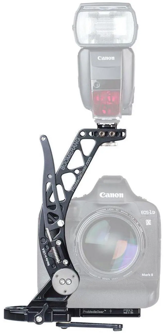 Alt view image 2 of 2 - ProMediaGear Boomerang Flash Bracket for Cameras with Vertical Grip #BBGV2PBX3