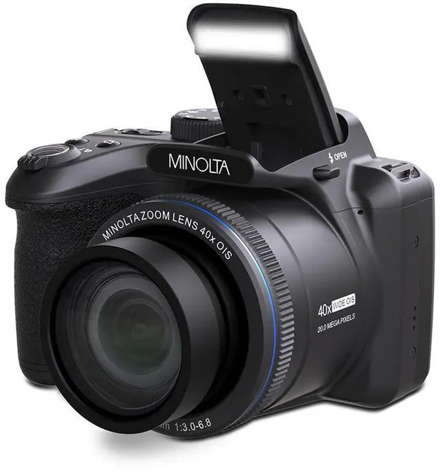 Alt view image 8 of 9 - Minolta 20 Mega Pixels 40x Optical Zoom Digital Camera with 1080p FHD Video, Black