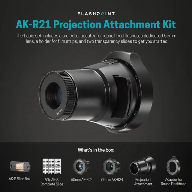 Alt view image 5 of 7 - Flashpoint AK-R21 Projection Attachment Kit, Bundle with AK-S Slide Set and 50mm Attachment Lens