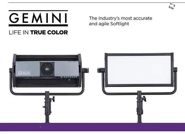 Alt view image 6 of 7 - Litepanels Gemini 2x1 Soft RGBWW LED Panel with Integrated Power Supply, Standard Yoke & EU Power Cable