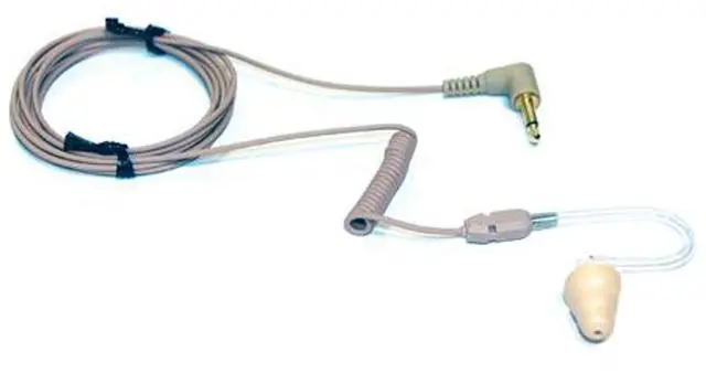 Main image of Voice Technologies VT600T Coiled Transparent Tube Single Intra-Aural IFB Earphone with 3.5mm T/S Mono Connector, Beige