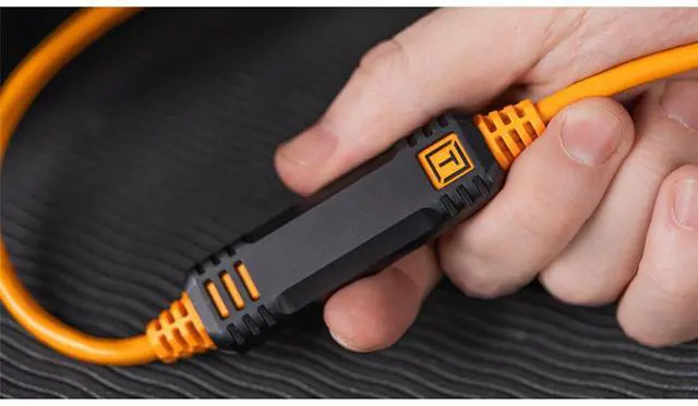 Alt view image 6 of 7 - Tether Tools Tether Tools TetherPro 31' USB-C Straight to Right-Angled Cable, High-Visibility Orange