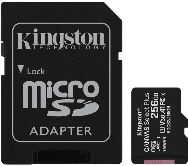 Alt view image 9 of 9 - Kingston Canvas Select Plus - Flash memory card (microSDXC to SD adapter included) - 256 GB - A1 / Video Class V30 / UHS