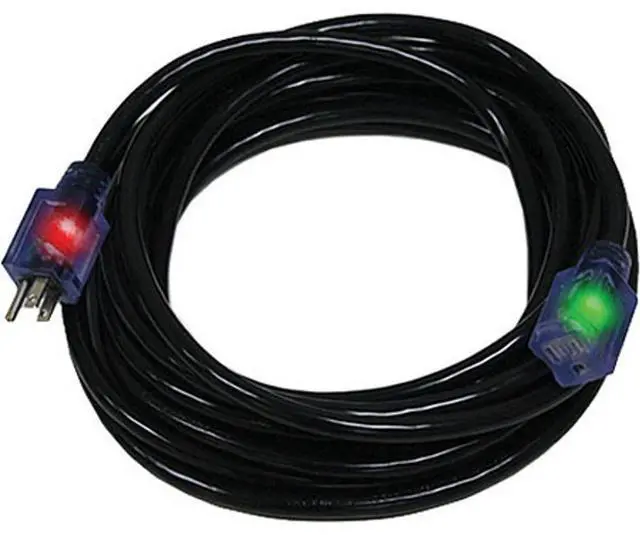 Main image of Milspec 50' Pro Glo SJTW Extension Cord with CGM, 12/3 AWG, Black #D17448050