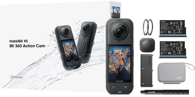 Alt view image 2 of 10 - Insta360 X5, Essential Bundle, Midnight Black, No MicroSD Card