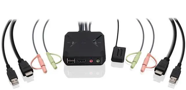 Alt view image 9 of 13 - IOGEAR 2-Port 4K KVM Switch with HDMI, USB and Audio Connections - 4096 x 2160 - 4 x USB - USB 2.0 - 2 x HDMI  GCS92HU
