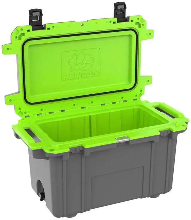 Alt view image 2 of 4 - Pelican 70QT Elite Cooler, Hand Carry, Dark Gray/Green #70Q-1-DKGRYEGRN