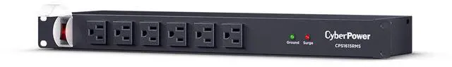Alt view image 9 of 10 - CyberPower Rackbar Surge Protector w/6-Foot Cord, Black CPS1615RMS