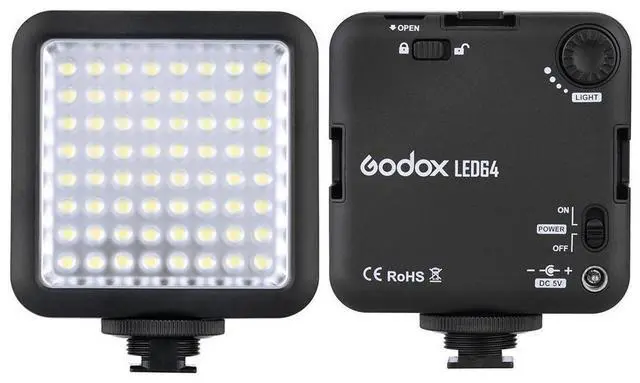 Main image of Godox LED64 Portable & Dimmable Continuous On Camera LED Panel Video Light for DSLR Cameras & Camcorders, 5500K-6500K Color Temperature