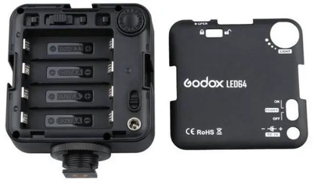 Alt view image 2 of 5 - Godox LED64 Portable & Dimmable Continuous On Camera LED Panel Video Light for DSLR Cameras & Camcorders, 5500K-6500K Color Temperature