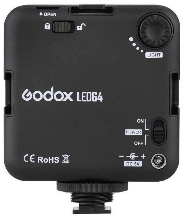 Alt view image 4 of 5 - Godox LED64 Portable & Dimmable Continuous On Camera LED Panel Video Light for DSLR Cameras & Camcorders, 5500K-6500K Color Temperature