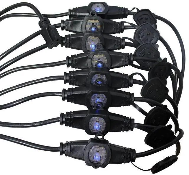 Alt view image 3 of 4 - ProX XC-MEP12-529 52' 110V Male to 9 Socket 110V Female Power Cord 9 Outlet 12/3 Extension Cord, Black