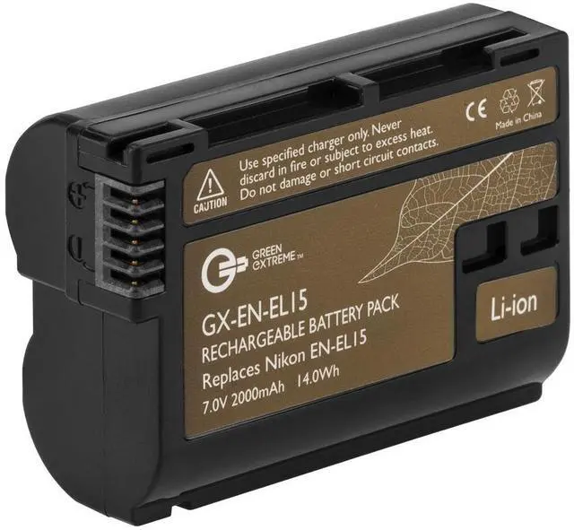 Alt view image 5 of 7 - Green Extreme 2 Pack EN-EL15 Battery and Compact Smart Charger Kit 7.0V 2000mah