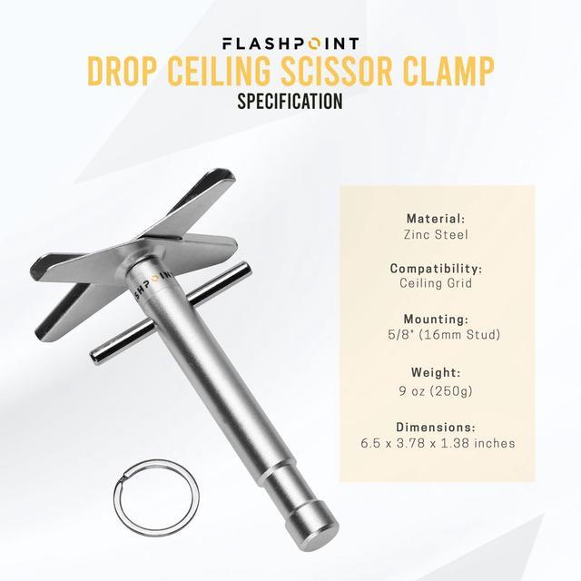 Alt view image 7 of 7 - Flashpoint Drop Ceiling Scissor Clamp with Baby (5/8") Pin