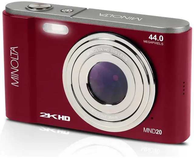Alt view image 3 of 8 - Minolta MND20 44 MP / 2.7K Ultra HD Digital Camera (Red)