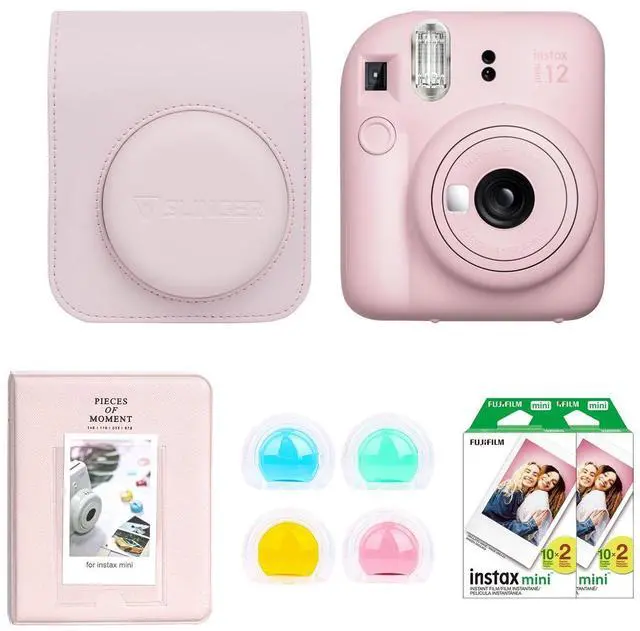 Main image of Fujifilm Fujifilm Instax Mini 12 Instant Film Camera, Blossom Pink Bundle with Instax Mini Custom Case, Accessory Kit and Daylight Film, 2x Twin Pack (40 Exposures) ISO 800